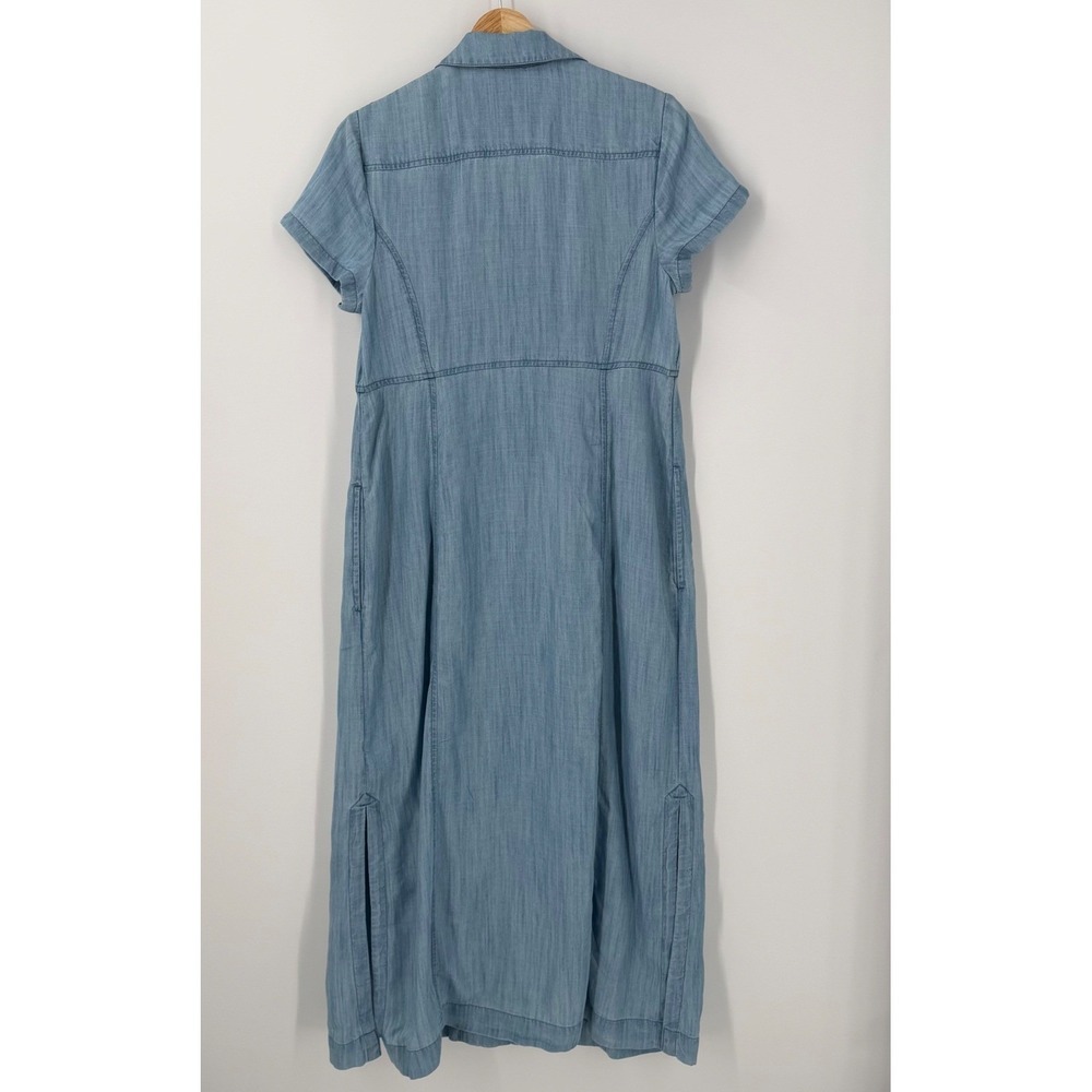 J. Jill Denim Light Wash Tencel Button Front Maxi Dress Short Sleeve Blue S - Picture 6 of 11